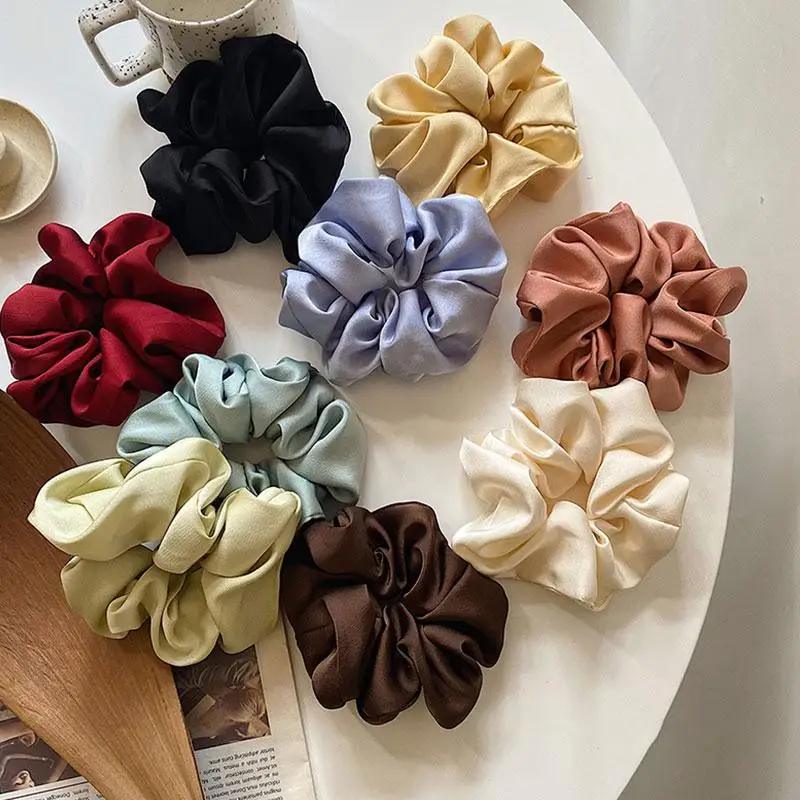 Top Trends: Women Silk Scrunchie Elastic Multicolor Hair Band Ponytail Holder Headband Hair Accessories 1PC Satin Silk Solid Color Hair Ties Shoppable Styles