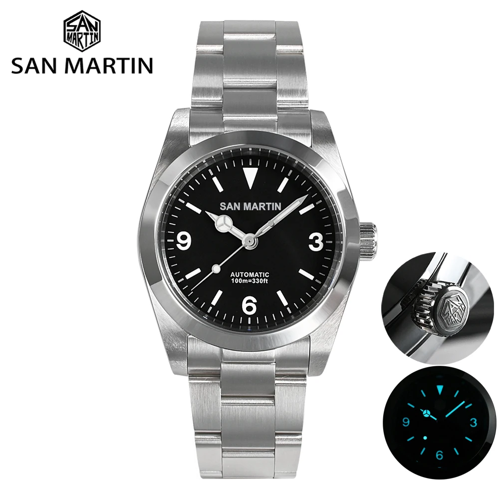 Top Trends: San Martin 36mm Explore Series Vintage Men Sport Watch Luxury Sapphire PT5000 Automatic Mechanical Self Winding Waterproof 100m Shoppable Styles