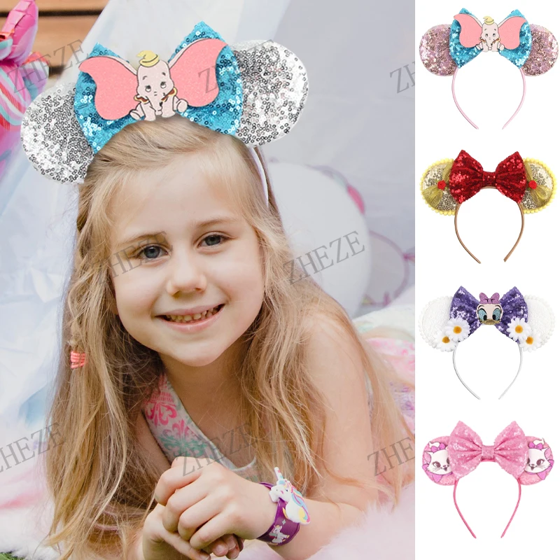 Top Trends: 2023 Cute Dumbo Disney Ears Cartoon Mouse Headband Sequin Bow Hairband Girls Boys Festival Party Cosplay DIY Hair Accessories Shoppable Styles