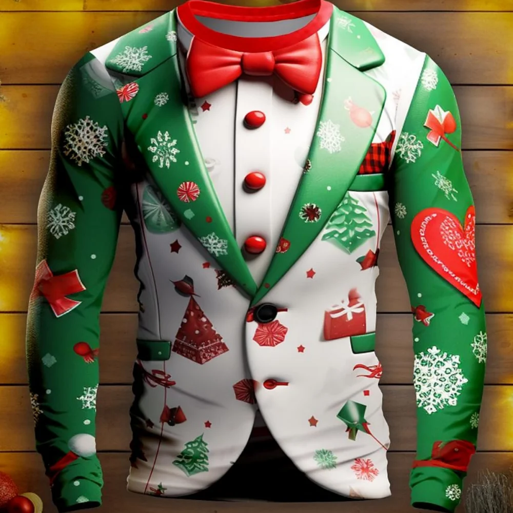 Top Trends: New Christmas Dress Print T-Shirt Cotton For Men Long Sleeve Tops Fashion Designer Clothing Extra Large Size Christmas Clothing Shoppable Styles - Image 5