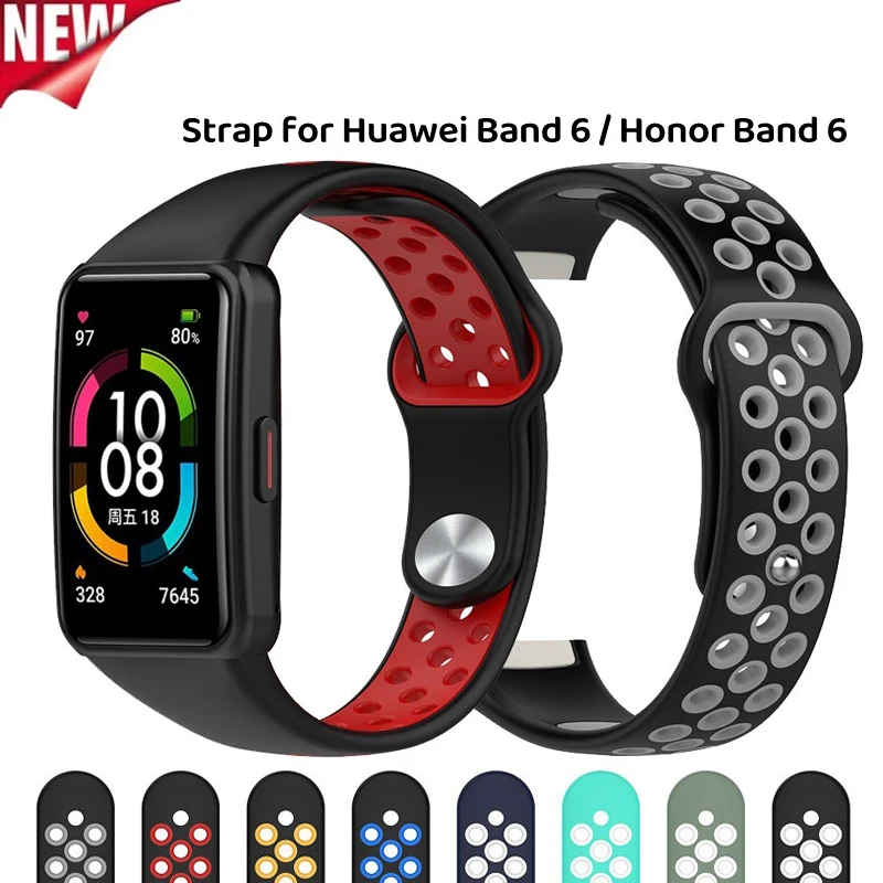 Top Trends: Soft Silicone Strap For Huawei Band 6 Dual Colors Smart Watch Wristband Sport TPU Replacement Bracelet For Honor Band 6 / 7 Strap Shoppable Styles