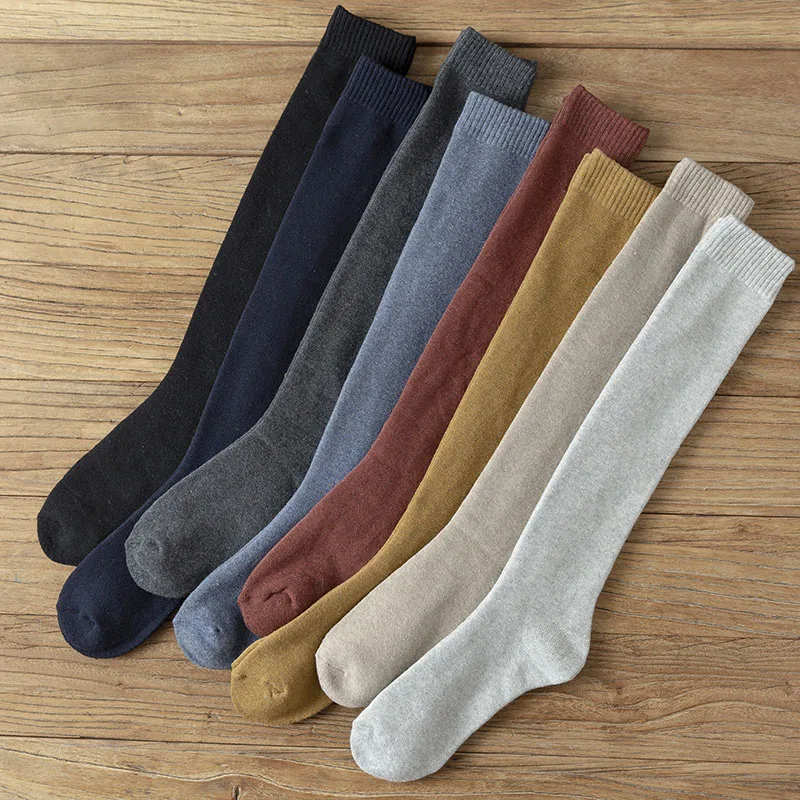 Top Trends: Winter Men's Warm Knee Socks Thick Harajuku Retro Casual Long Terry Cotton Socks Men 3 Pair Shoppable Styles - Image 6