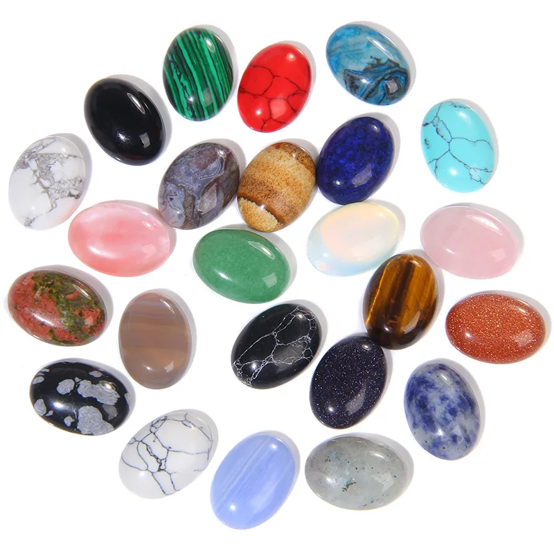 Top Trends: 5pc Natural Stone Cabochon Oval Charm Egg Shape Flatback Stone Loose Cabochon For DIY Jewerly Ring Necklace Bracelet Accessories Shoppable Styles