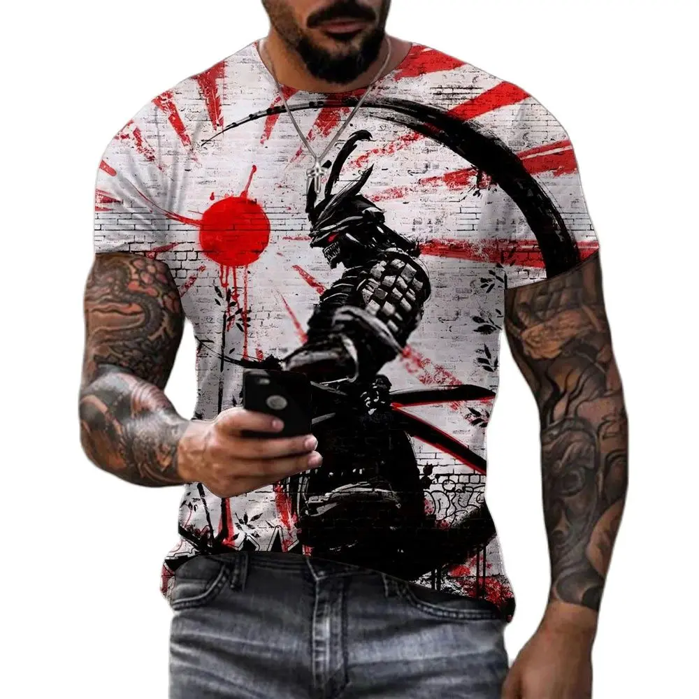 Top Trends: Summer Personality Fashion Men T-shirts Trend Retro Japanese Samurai Graphic T Shirts Hip Hop Harajuku O-neck Short Sleeve Tees Shoppable Styles