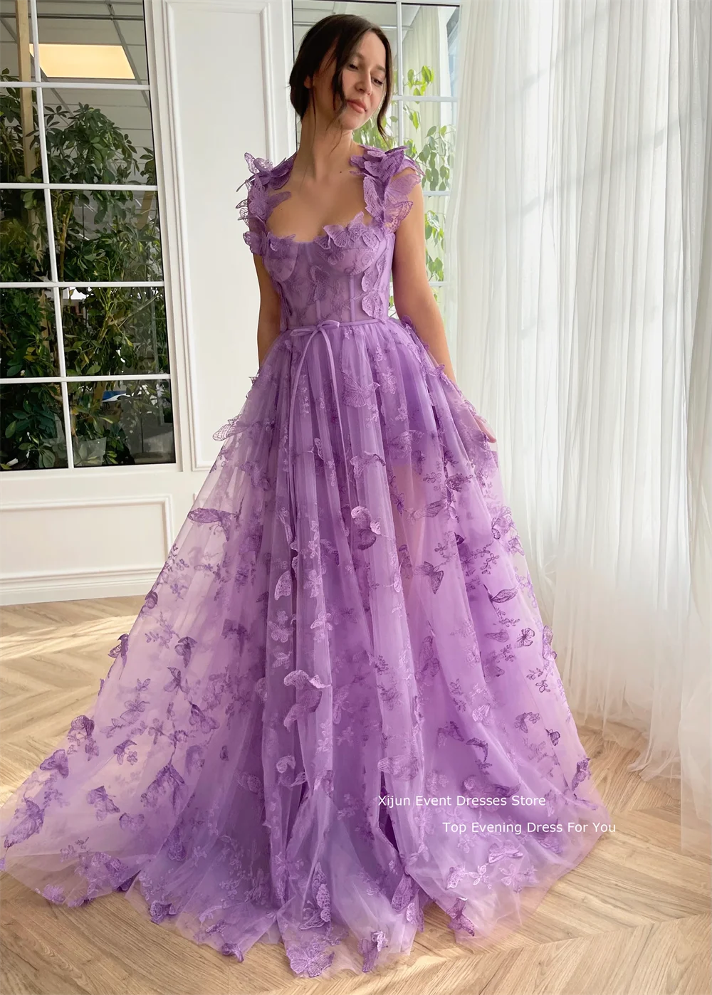 Top Trends: Xijun Lavender Formal Evening Dresses Lace Flower Saudi Arabric Prom Dresses A-Line Sweetheart Prom Gowns Luxury Party Dresses Shoppable Styles - Image 2