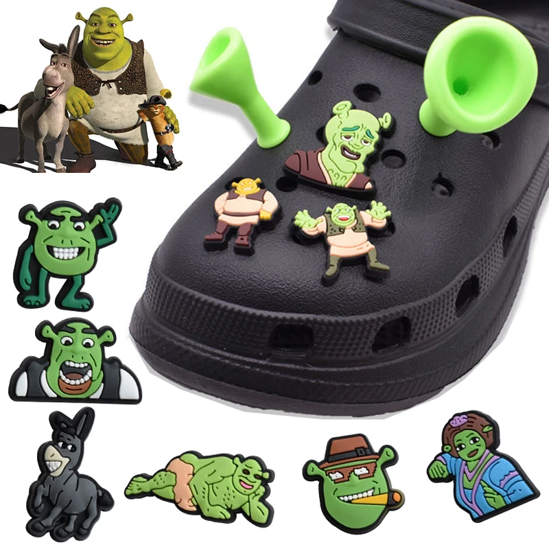 Top Trends: HEROCROSS Shrek Rubber Shoe Charms For Crocs Cartoon Monster Shrek Prince Charming DIY Crocs Jibitz Wholesale Shoppable Styles