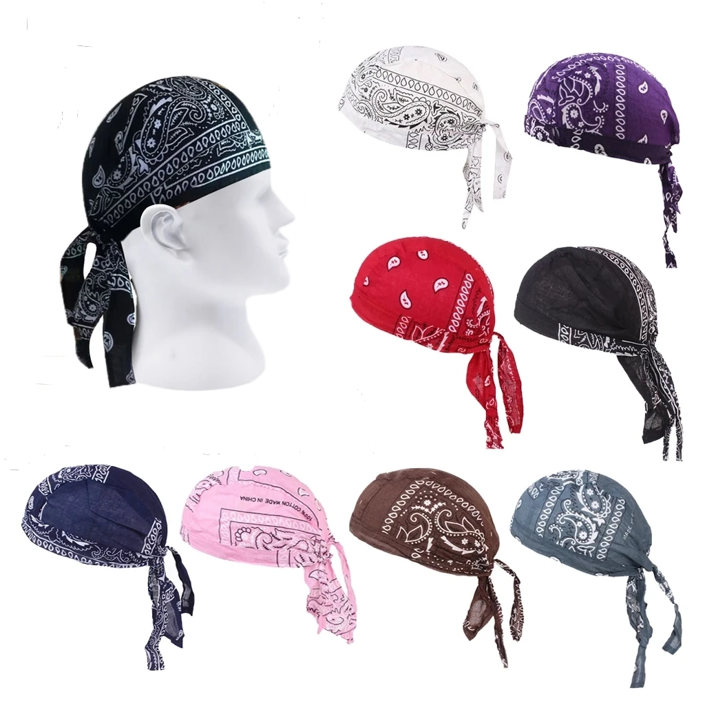 Top Trends: 2022 Men Pirate Hat Hip-hop Paisley Print Motorcycle Wrap Biker Hat Cotton Cycling Bandana Headscarf Man Skull Cap Headscarf Hat Shoppable Styles