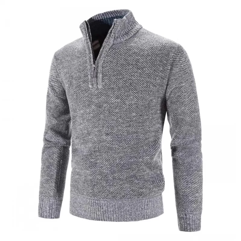 Top Trends: Autumn Winter Thick Knitted Sweater Men Pullovers Solid Color Zipper Mock Neck Slim Fit Knit Pullovers Men Causal Sweater Man Shoppable Styles - Image 6