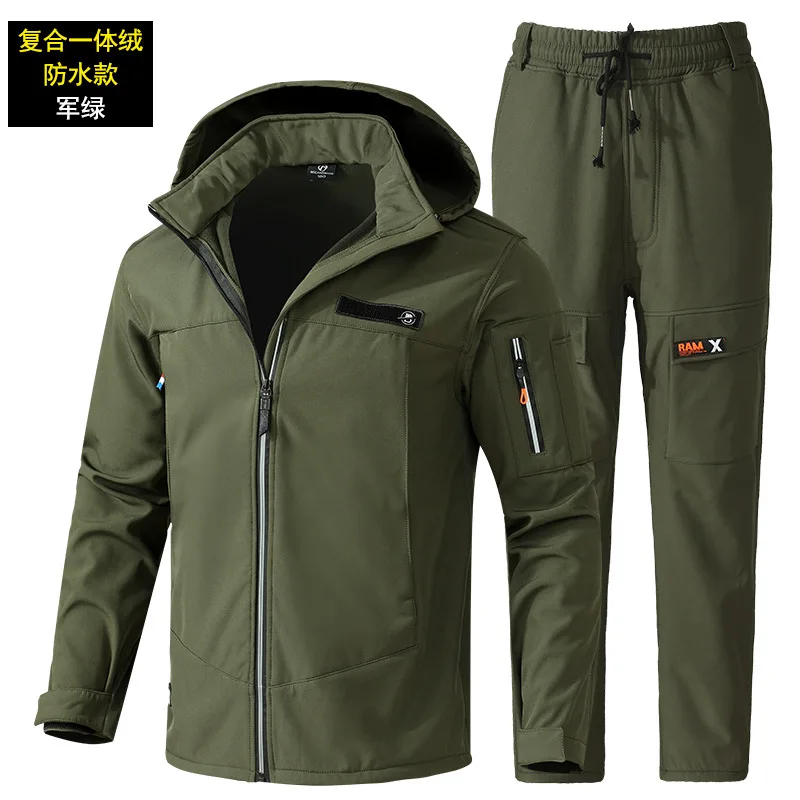 Top Trends: Autumn And Winter Velvet Waterproof Windproof Warm Storm Jacket Soft Shell Suit Men And Women Fishing Outdoor Suit Shoppable Styles