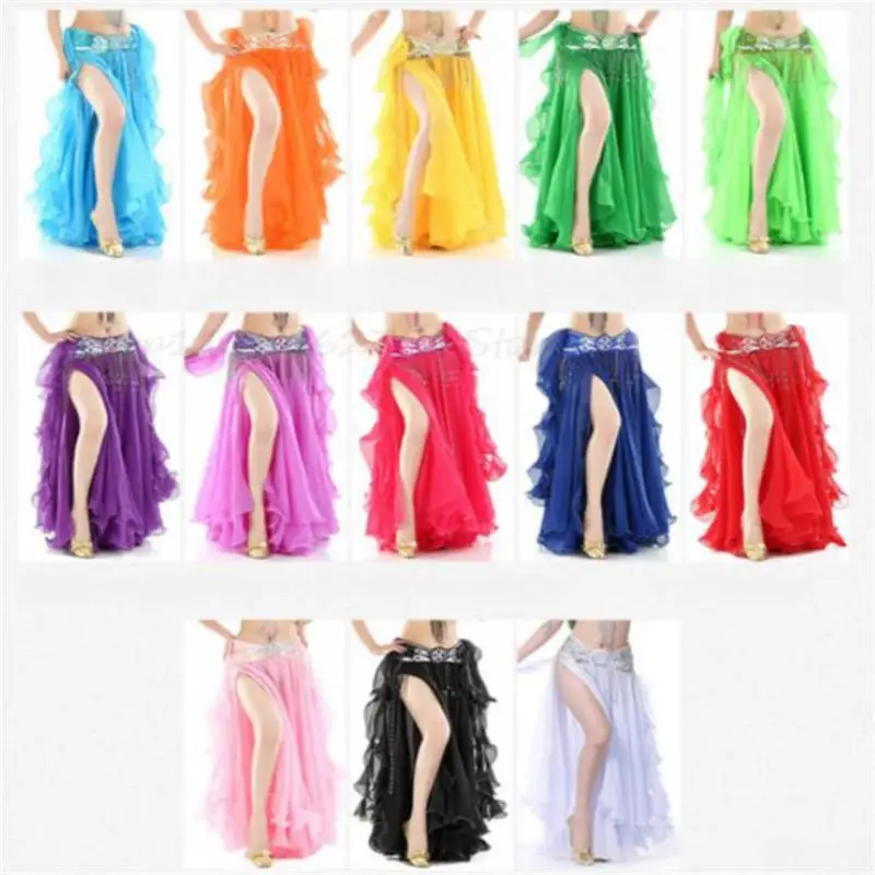 Top Trends: 93CM New Belly Dancing Clothing Long Maxi Skirts Lady Belly Dance Skirts Women Sexy Oriental Belly Dance Gauze Skirt Professiona Shoppable Styles