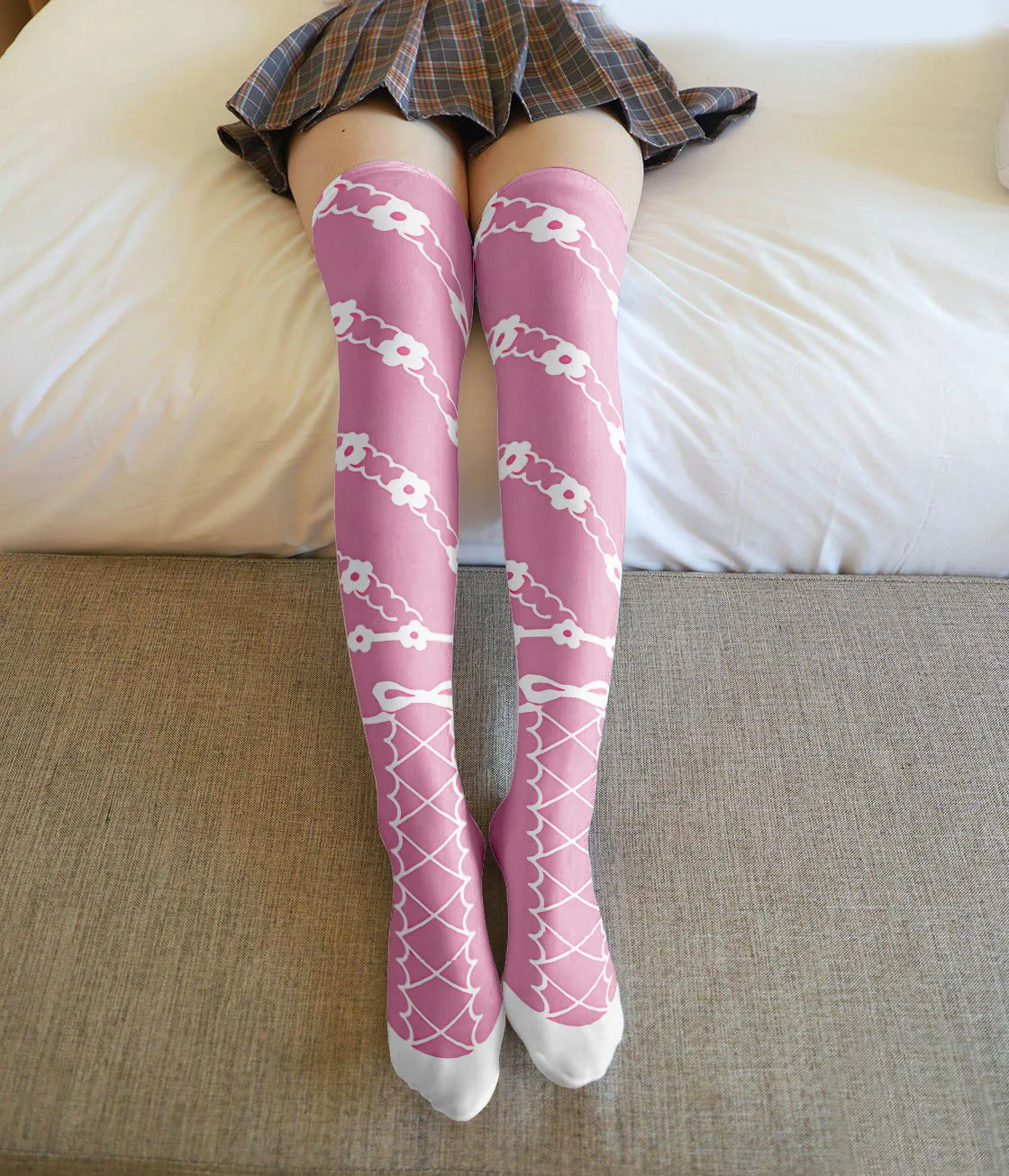 Top Trends: Cute Bow Rose Flower Bear Print Stockings For Women Thigh High Non Slip Sexy Cosplay Lingerie Velvet Anti Hook Silk Stockings Shoppable Styles - Image 4