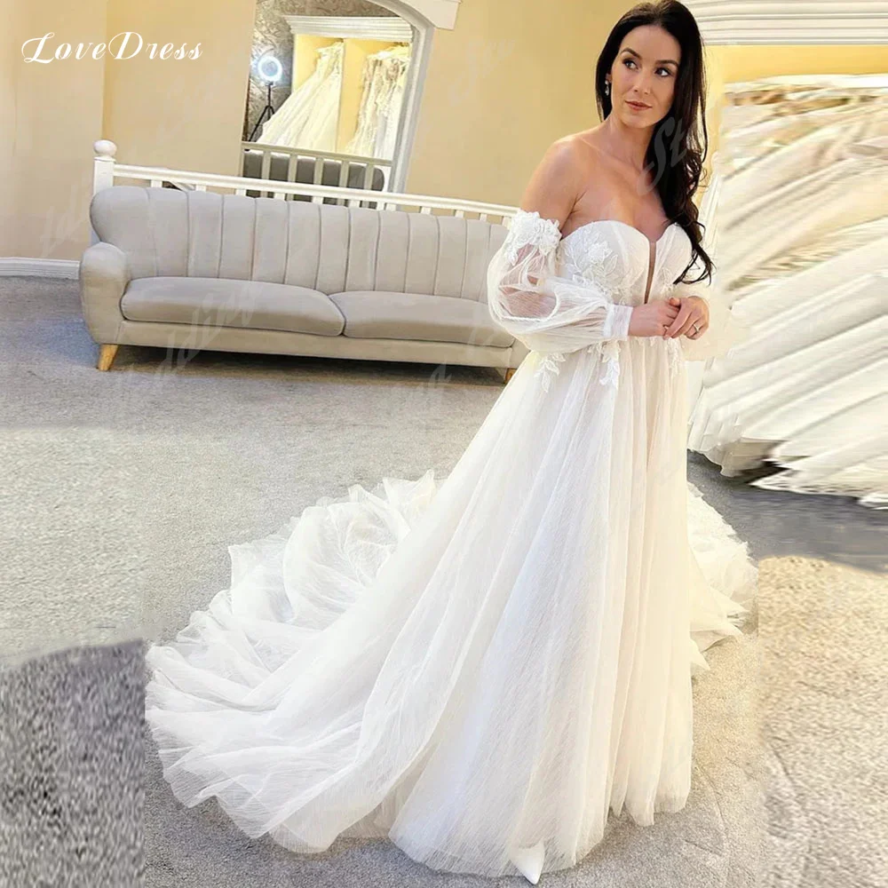 Top Trends: LoveDress Boho Sweetheart Wedding Dresses 2024 A-Line Elegant Wedding Gown Lace Appliques Sleeveless Tulle Vestido De Noiva Shoppable Styles