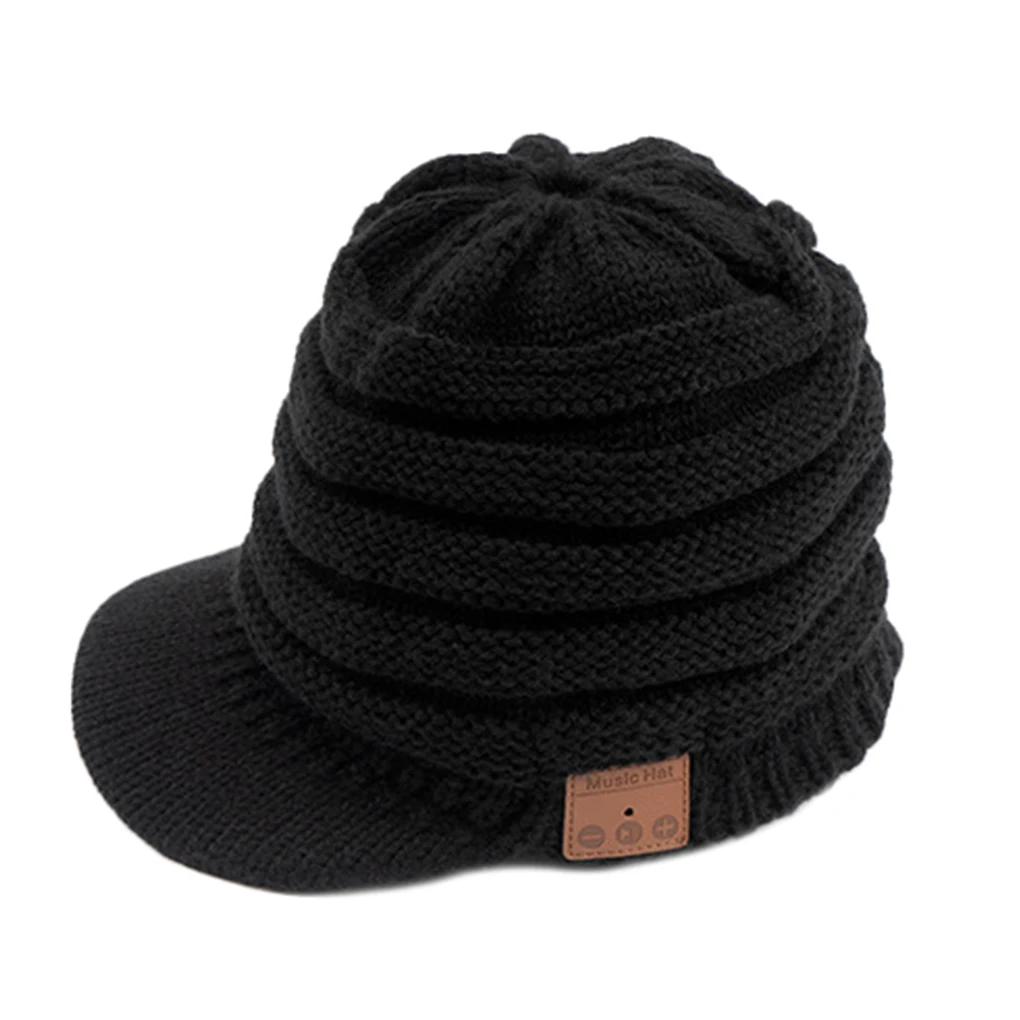 Top Trends: Winter Knitted Peak Hat Bluetooth 5.0 Headphone Warm Cap Women Wireless Headset Music Hat Shoppable Styles