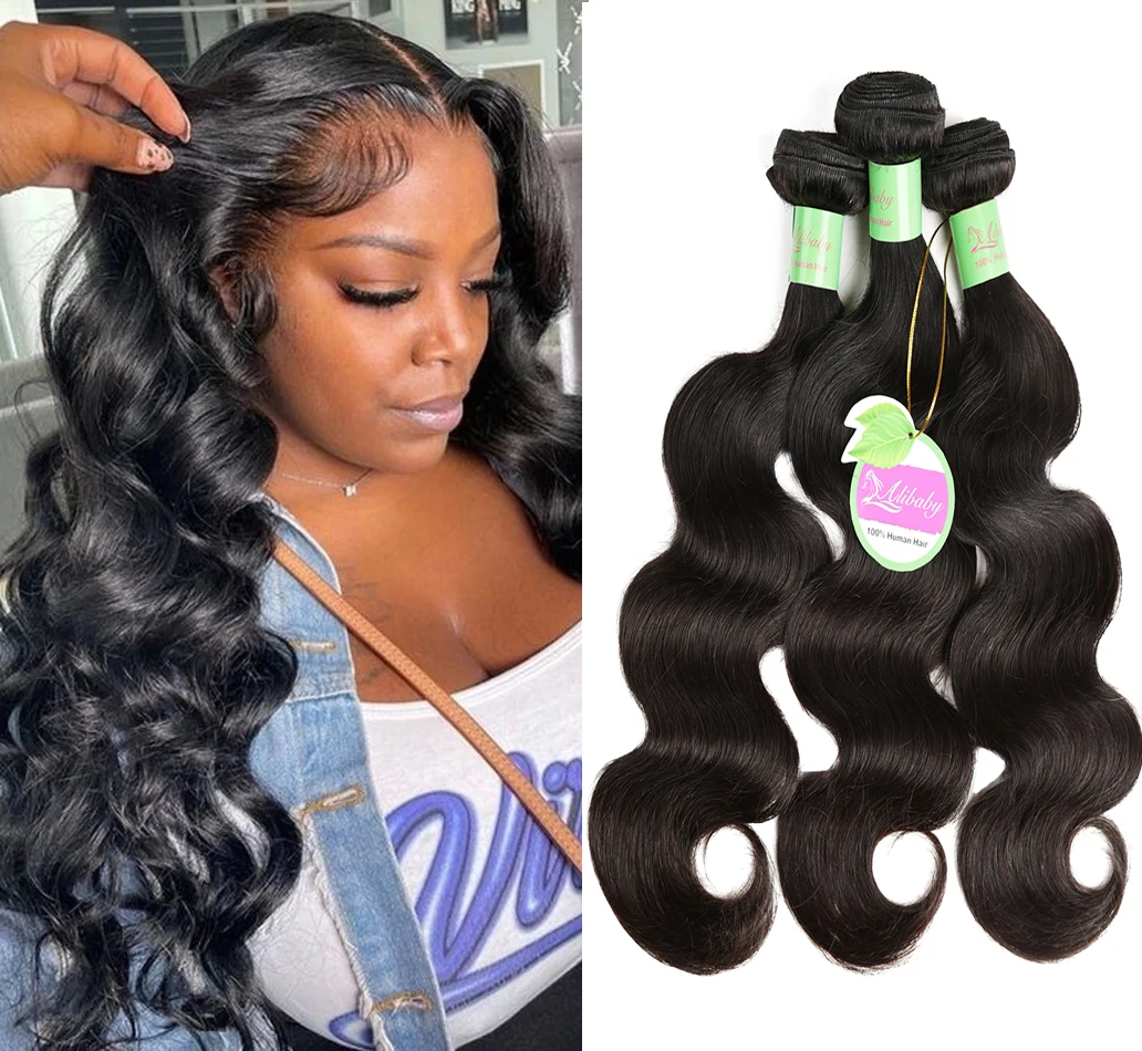 Top Trends: Body Wave Bundles Human Hair Brazilian Remy Hair Bundles 30 Inch Bundles Extensions 3 4 Bundles Deal Natural Black Body Bundles Shoppable Styles