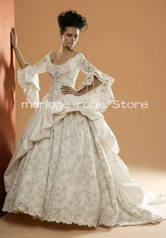 Top Trends: Fairy Long Sleeve Renaissance Wedding Dresses Vintage Ruched Puffy Skirt Lace-up Corset Medivel Victorian Bridal Gown Shoppable Styles