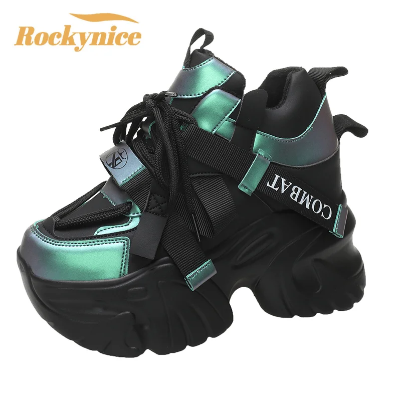 Top Trends: Women Autumn Winter Warm Chunky Sneakers Lace Up Platform Sports Shoes Woman Thick Bottom High Heels Female 11CM Wedges Sneakers Shoppable Styles