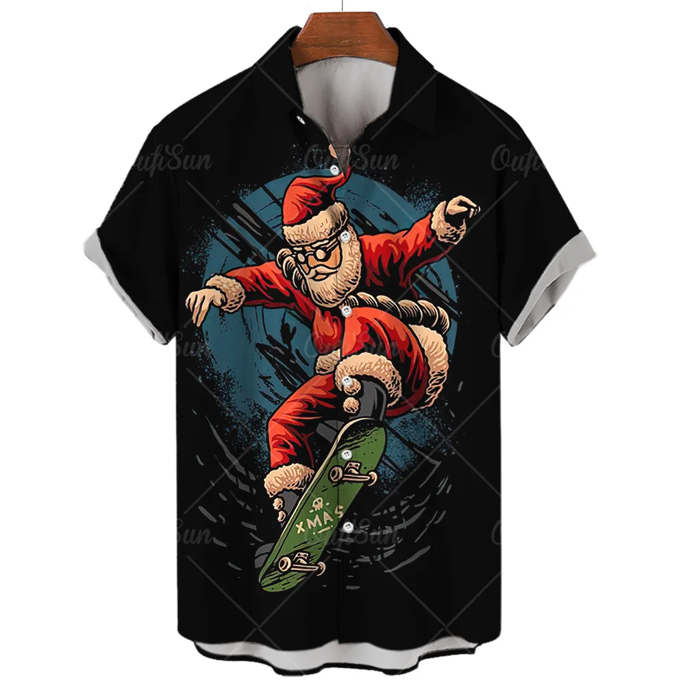 Top Trends: Santa Claus Shirt For Men Christmas Printed Summer Casual Tops Loose Oversized Shirt Beach Party Short Sleeved Shirts And Blouse Shoppable Styles - Image 4