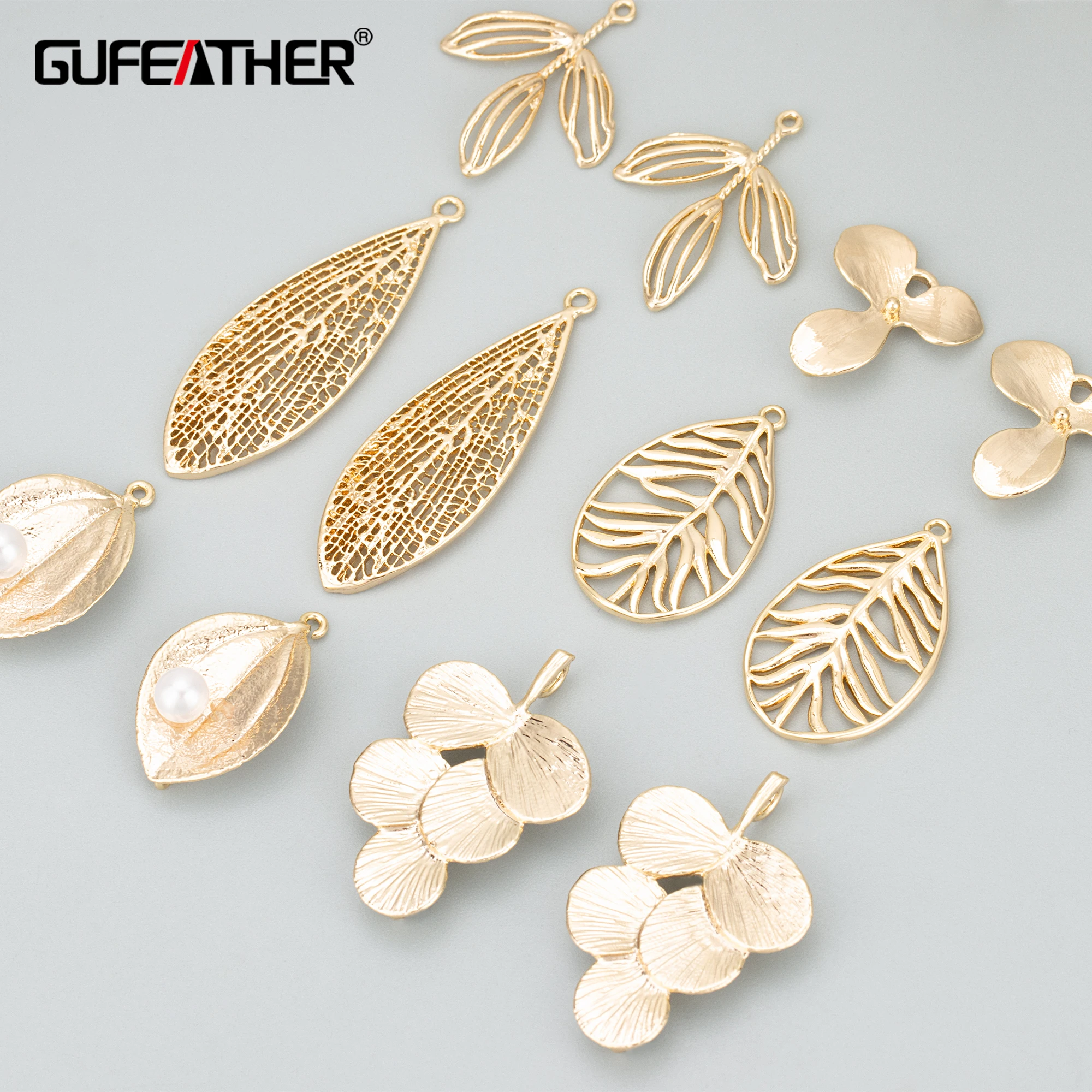 Top Trends: GUFEATHER MD66, jewelry Accessories, 18k Gold Rhodium Plated, copper, leaf Shape, jewelry Making, charms, diy Pendants, 6pcs / lot Shoppable Styles