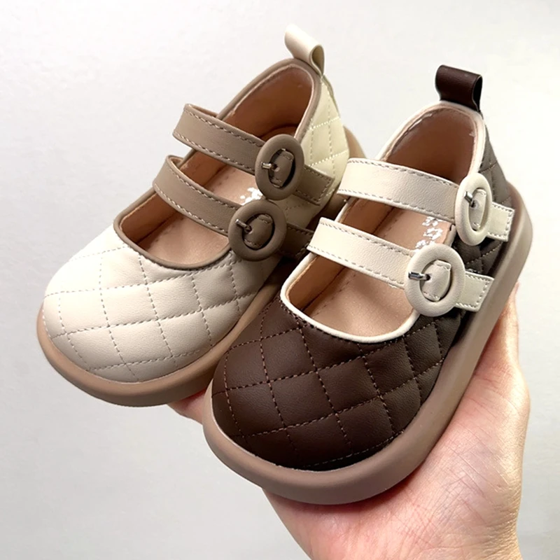 Top Trends: 2024 New Microfiber Leather Dress Shoes For Toddler Girls Birthday Wedding Party Sewing Solid Beige Brown Spring Kids Flats Shoe Shoppable Styles