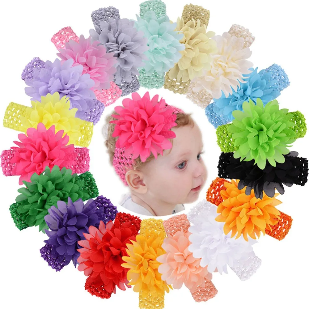 Top Trends: 1 Pcs Baby Girls Headbands Chiffon Flower Soft Strecth Hair Band Hair Accessories For Baby Girls Newborns Infants Toddlers 922 Shoppable Styles