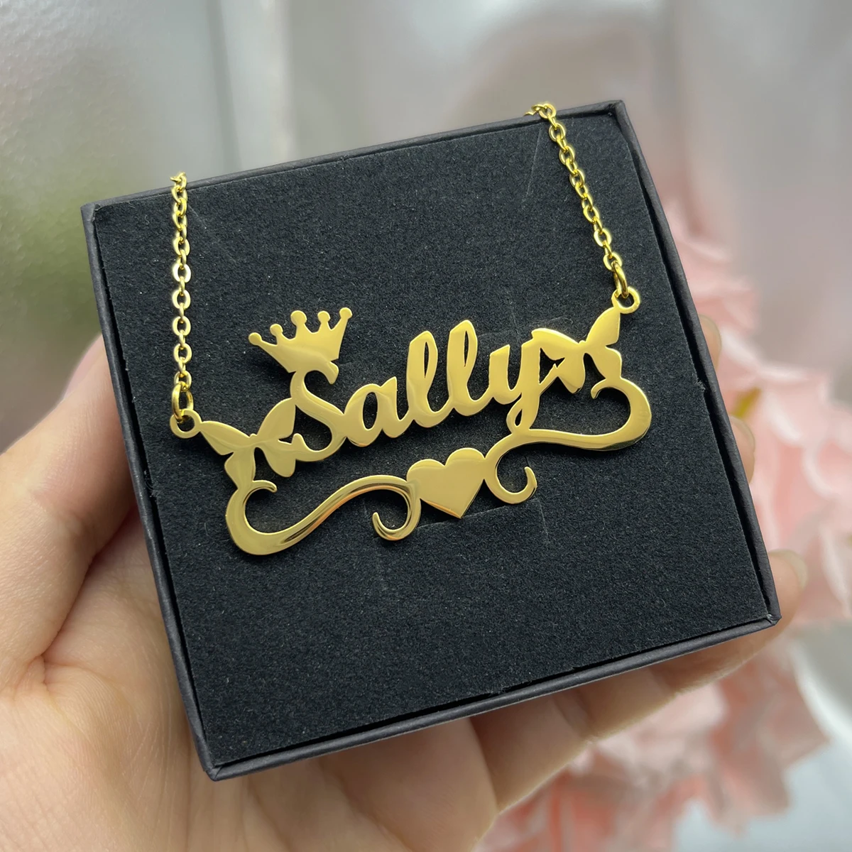 Top Trends: Customized Personalized Name Necklace Stainless Steel Custom Gold Crown Letter Nameplate Pendant Necklace Charming Women Jewelry Shoppable Styles