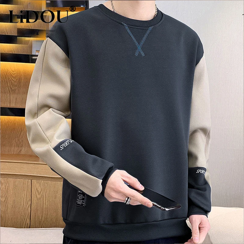 Top Trends: Spring Autumn Patchwork Fashion Y2K Trend Hoodies Man Long Sleeve All Match Korean Style Sweatshirts Male Loose Casual Clothes Shoppable Styles