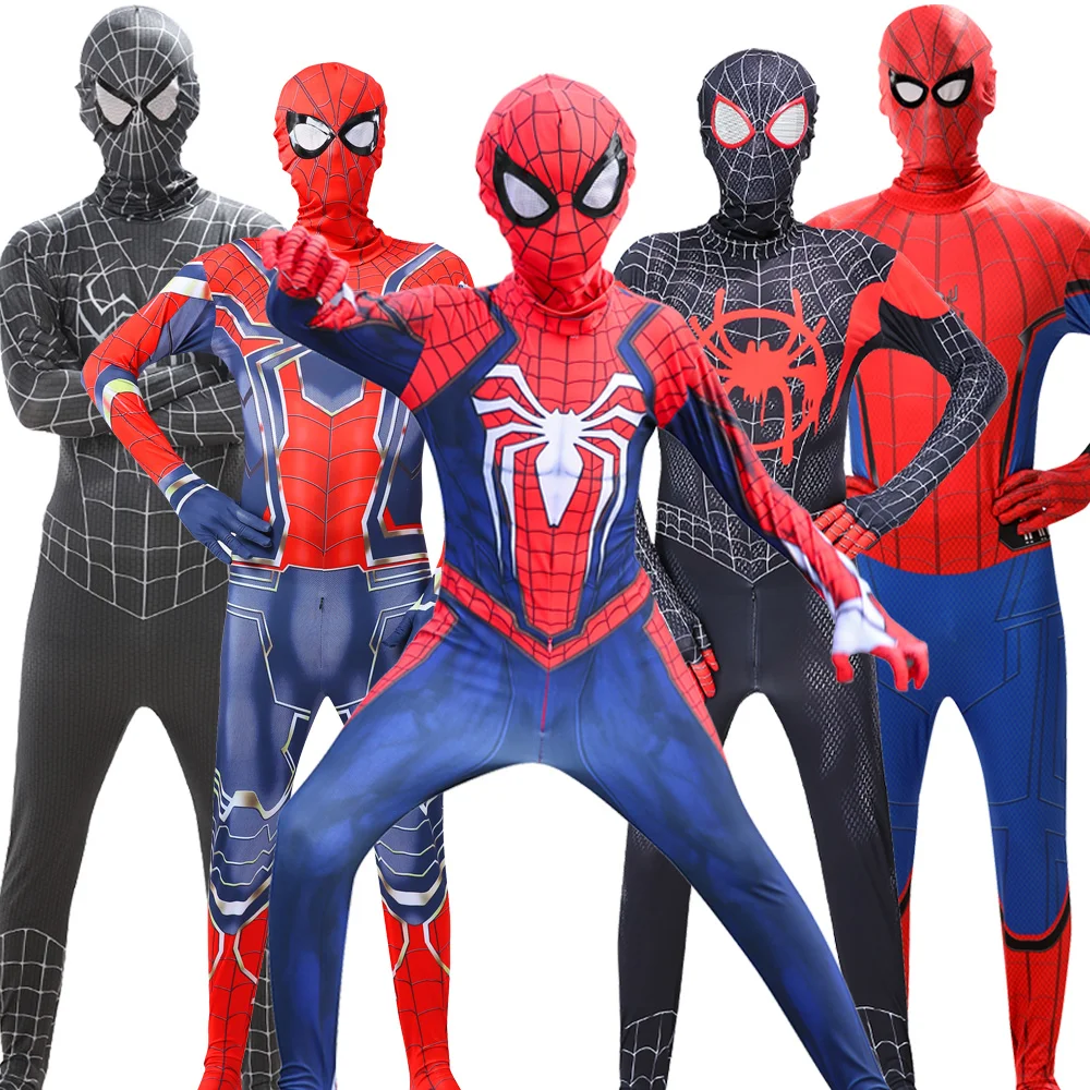 Top Trends: Kids Superhero Miles Morales Far From Home Spiderman Cosplay With Mask Cape Adult Bodysuit Peter Parker Zentai Costume Shoppable Styles