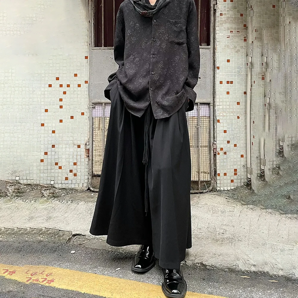 Top Trends: Japanese Yohji Yamamoto Style Genderless Culottes Men&#039;s Fashion Retro Dark Black Loose Casual Pants Streetwear Wide Leg Pantlon Shoppable Styles