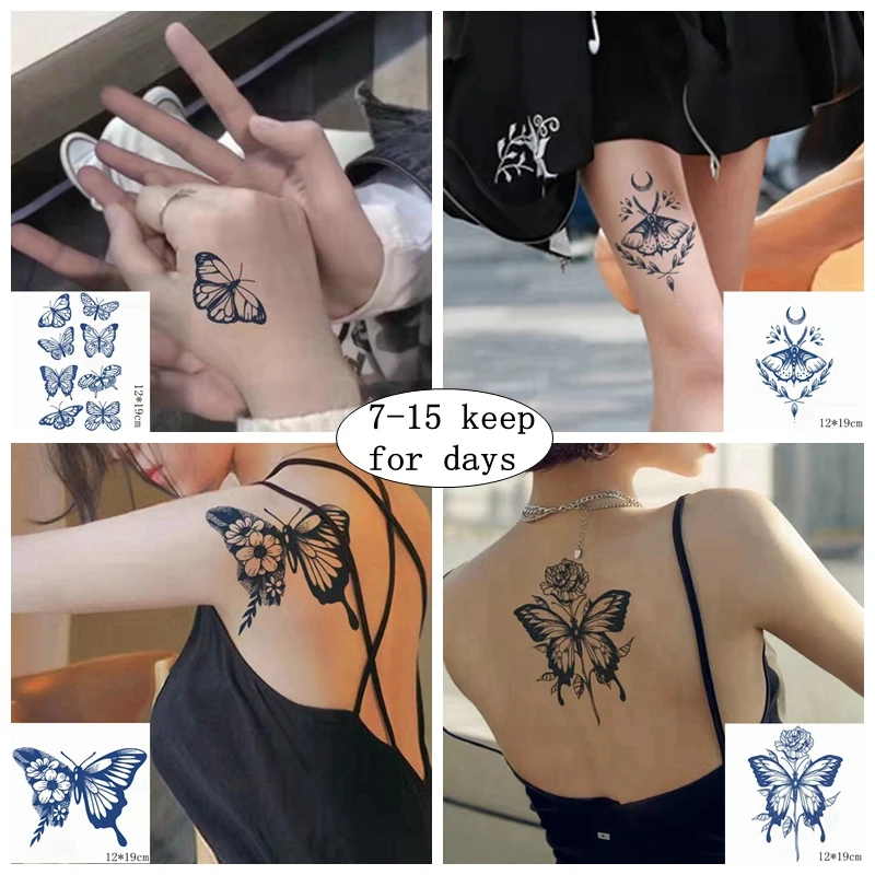 Top Trends: Butterfly Juice Tattoo Sticker Art Fake Tattoo Waterproof Female 7-15 Days Lasting Flower Arm Temporary Tattoo Back Thigh Tattoo Shoppable Styles