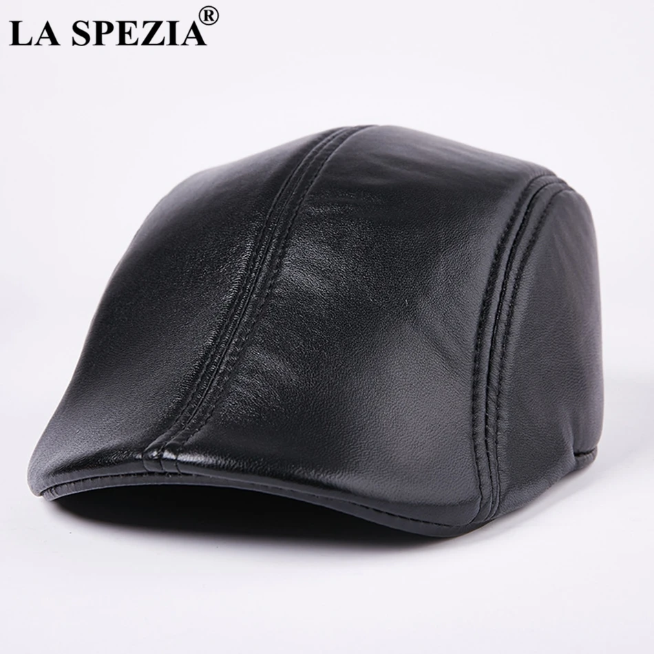 Top Trends: LA SPEZIA Genuine Leather Berets For Men Casual Black Duckbill Ivy Caps Male Spring Luxury Italian Brand Directors Flat Hats Shoppable Styles