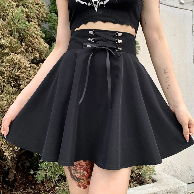 Top Trends: Women&#039;s Basic Versatile Flared Casual Mini Skater Skirt High Waisted School Goth Punk Black Skirt Harajuku Shoppable Styles