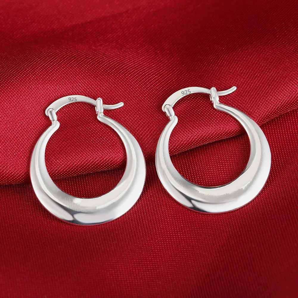 Top Trends: 3cm 925 Sterling Silver Earrings Fashion Round Big Hoop Women Beautiful Creativity Crescent Gifts Engagement Jewelry Shoppable Styles