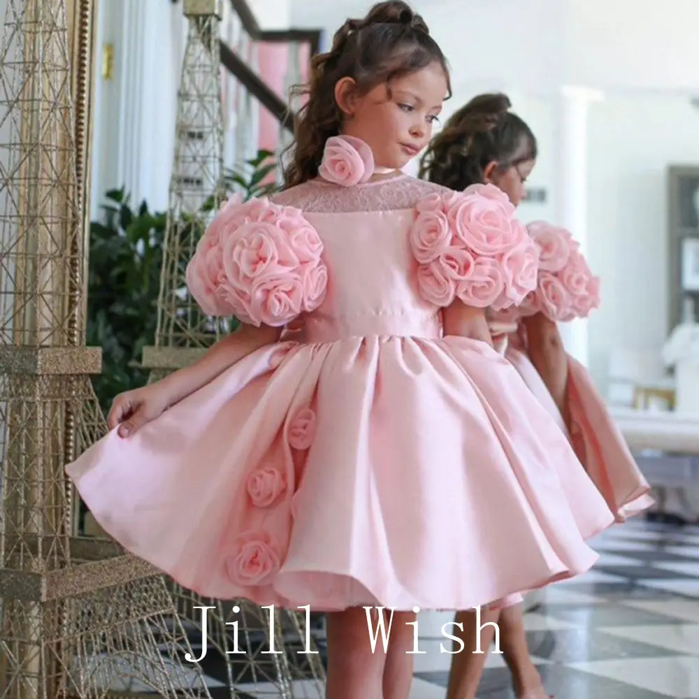 Top Trends: Jill Wish Luxury Elegant Pink Flower Girl Dress Princess Gown Kids Wedding Birthday Party Communion Vestidos Para Niñas J154 Shoppable Styles