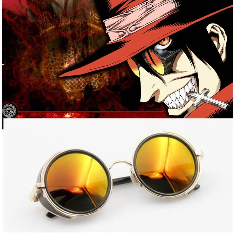 Top Trends: Hellsing Anime Alucard Vampire Hunter Tailored Cosplay Glasses Orange Sunglasses Costume Props Accessories Decoration Shoppable Styles