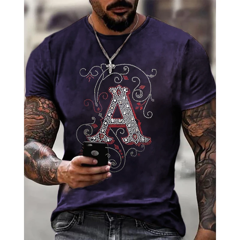 Top Trends: Men&#039;s Clothing High Quality Fashion Oversized Tee Y2k A Rhinestone Designer Short Sleeve Tops Comfort Casual Street T-shirts New Shoppable Styles