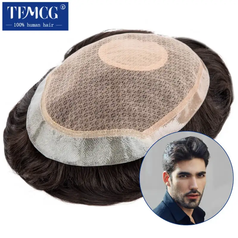 Top Trends: Male Hair Prosthesis Silk Base And PU Breathable Lace Hand Tied Male Wig 100% Human Hair Toupee Men Durable Exhuast System Unit Shoppable Styles