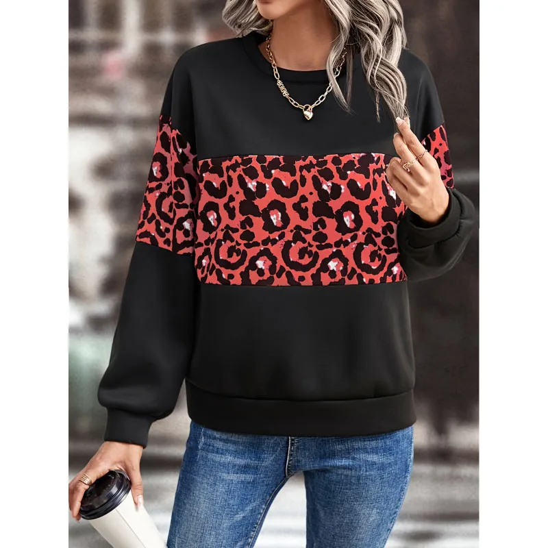 Top Trends: 2023 New Autumn Fashion Print Loose Round Neck Leopard Print Long Sleeved Temperament Commuting Women's Loose Casual Sweater Shoppable Styles