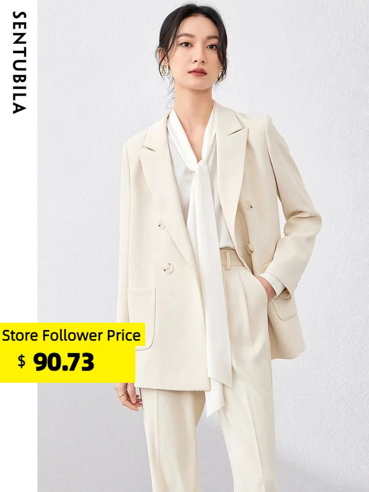 Top Trends: Sentubila High Quality Blazer Suit For Women Spring Office Outfits Double-breasted Blazer Jacket Two Piece Pant Sets Shoppable Styles