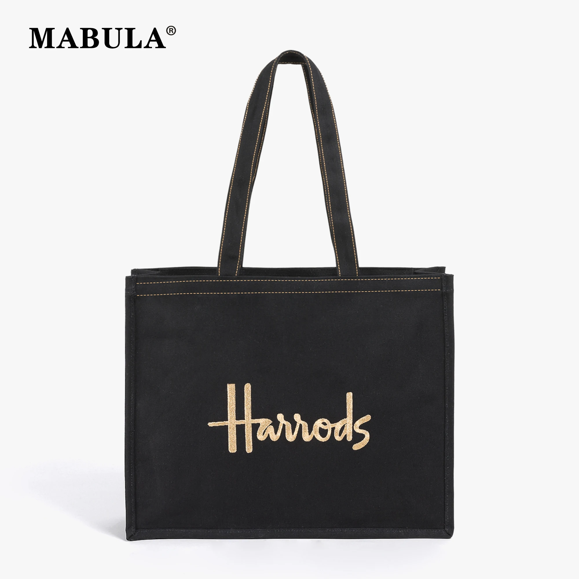 Top Trends: MABULA Waterproof Canvas Women Casual Tote Bag Embroidery Letter Fashion Luxury Design Shoulder Bag Female Top Handle Handbags Shoppable Styles