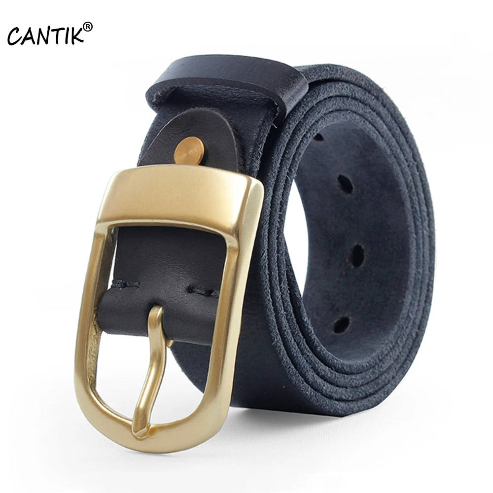 Top Trends: CANTIK Top Quality 100% Pure Cow Genuine Leather Belts Retro Brass Buckle Metal Male Jeans Accessories Men 10 Year Used 2004 Shoppable Styles