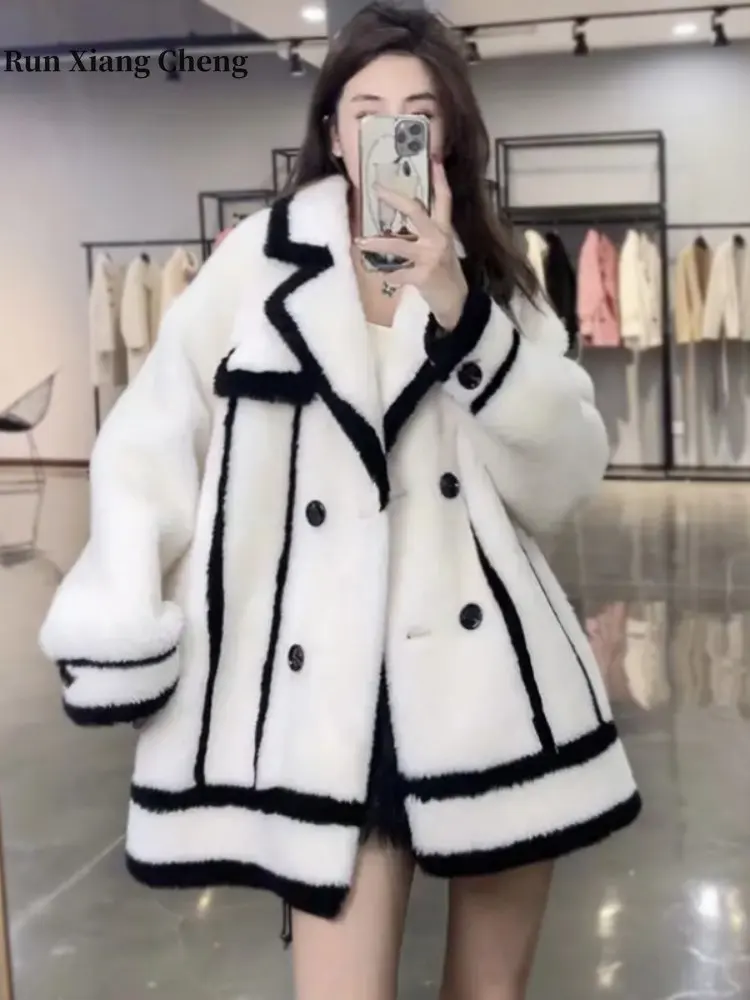 Top Trends: Women's Winter Fur Jacket 2023 New Fashion Luxury Wool Coats Mixtures Chic Elegant Popular Loose Lamb Fur One Piece Plush Coat Shoppable Styles