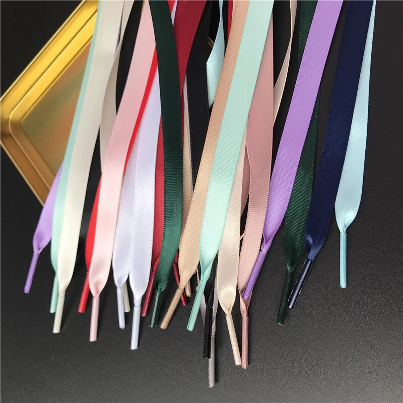 Top Trends: 1Pair 1CM Width Satin Shoe Laces Silk Ribbon Flat Shoelaces Sneakers Shoelace 15 Colors Length 80CM 100CM 120CM 150CM S2 Shoppable Styles