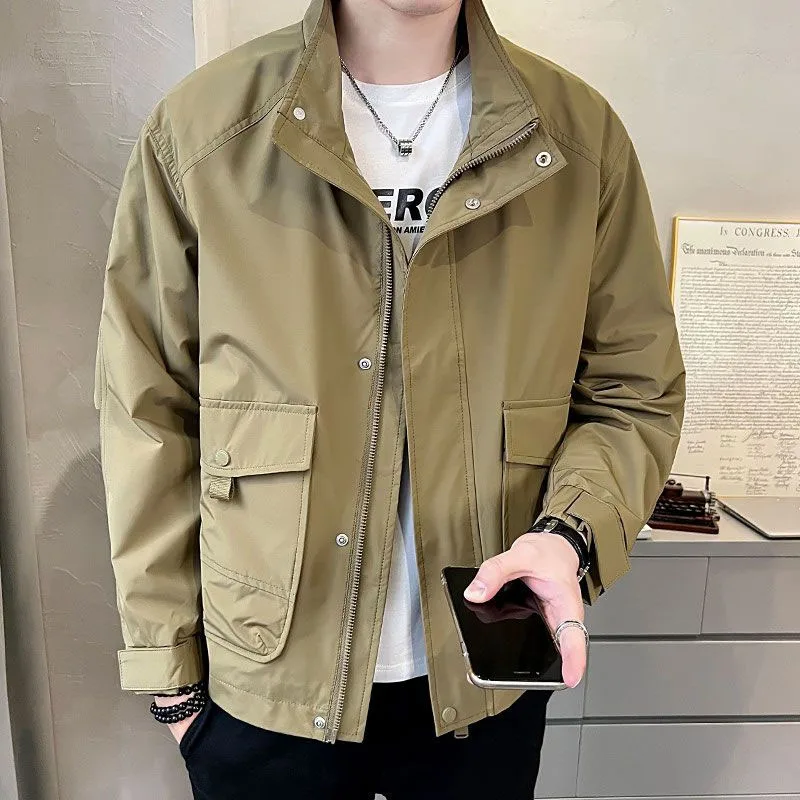 Top Trends: New Spring And Autumn Fashion Trend High End Workwear Jacket Stand Up Collar Loose Versatile And Handsome Casual Men's Coat Shoppable Styles