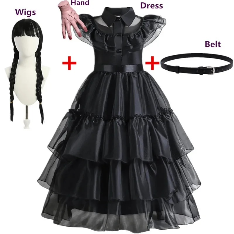 Top Trends: Movie Wednesday Costume For Girls 4-10 Years Gothic Winds Black Dress Cosplay Costume For Kids Halloween Carnival Party Dress Shoppable Styles