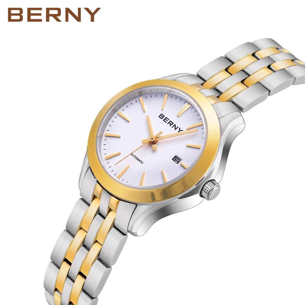 Top Trends: Women Ladies Automatic Mechanical Watch Calendar Simple Dial Sapphire Waterproof 3Bar Wristwatches жаночыя гадзіны BERNY NH05 Shoppable Styles