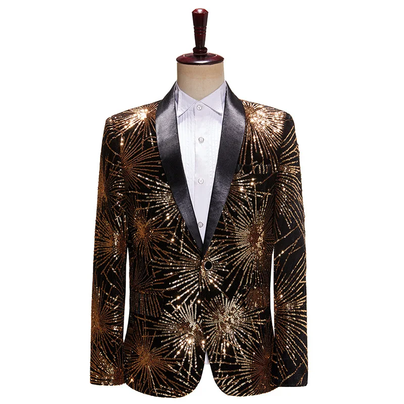 Top Trends: Men Fireworks Sequin Suit Jacket Shawl Lapel One Button Stage Party Prom Cotume White Black Chic Male Wedding Dress Blazer Coat Shoppable Styles - Image 2