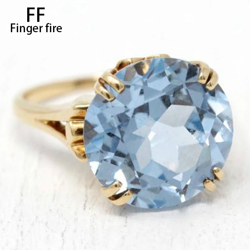 Top Trends: Simple Fashion Light Blue Diamond Female Romantic Engagement Ring Bride Princess Love Anniversary Gift Beach Party Jewelry Shoppable Styles