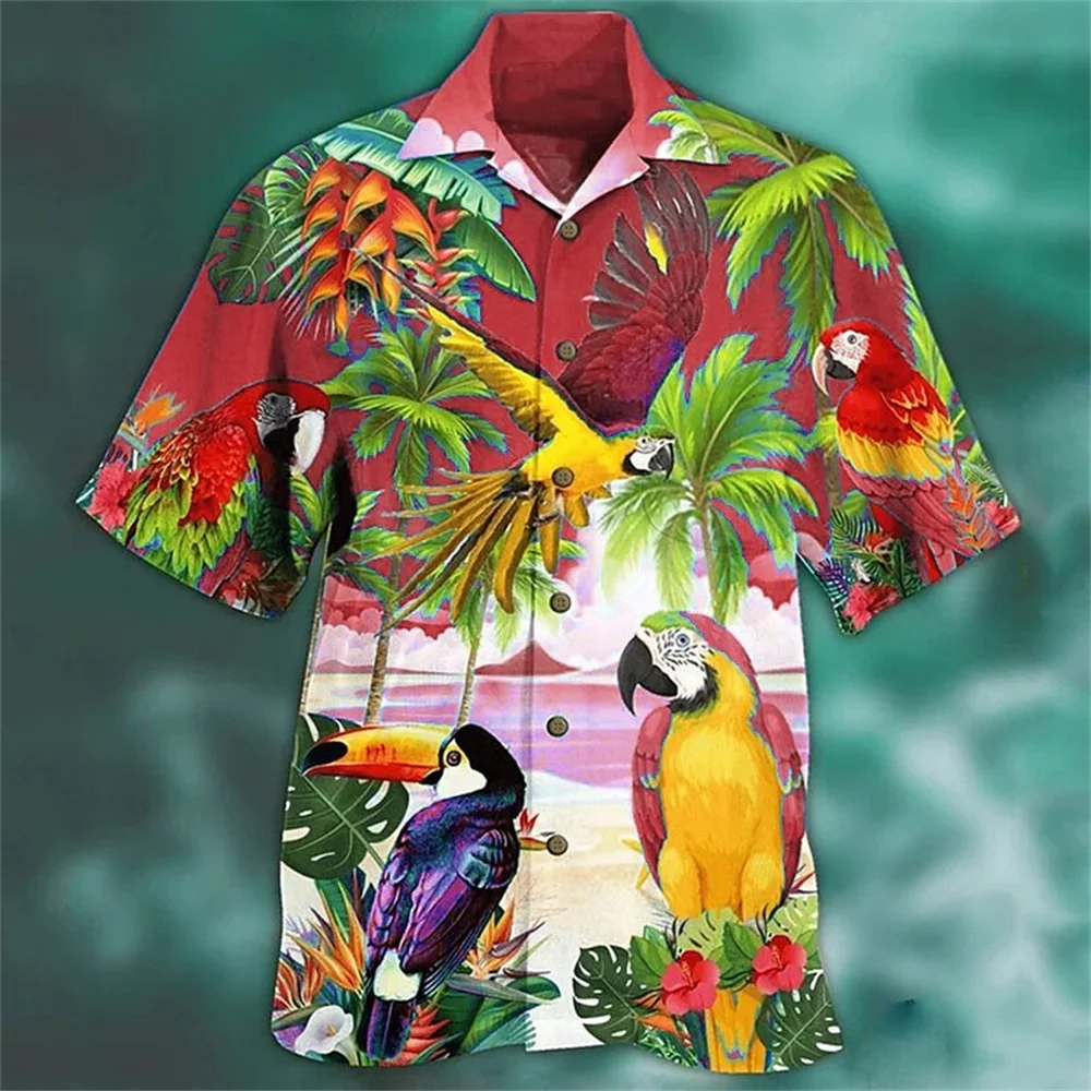 Top Trends: Fashion Men&#039;s Shirts 3d Parrot Print High-Quality Men Clothing Cuban Collar Short Sleeved Shirt Oversized Sweatshirt Street Tops Shoppable Styles