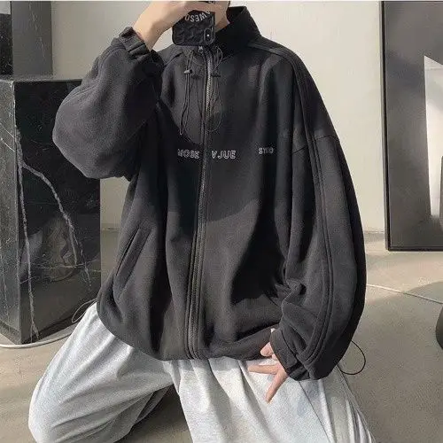 Top Trends: Winter Korean Simple Retro Personalized Printed Hoodie Fashion Y2k Men Loose Street Hip Hop Warm Long Sleeve Hoodie Top Shoppable Styles