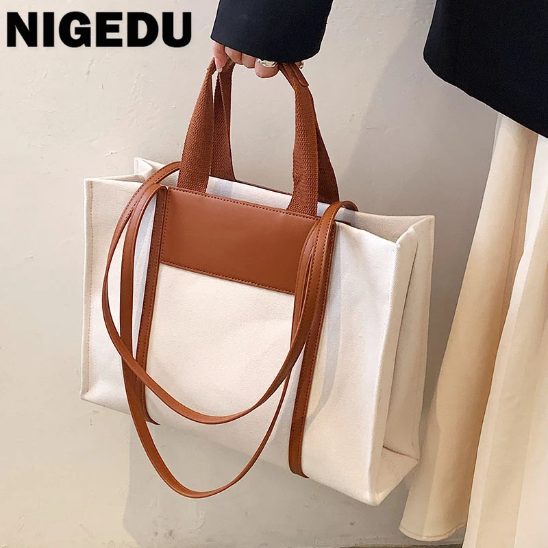 Top Trends: Casual Canvas Large Capacity Women Handbags Designer Brand Female Shoulder Crossbody Bags Luxury Big Totes Shopper Bag Purse Shoppable Styles